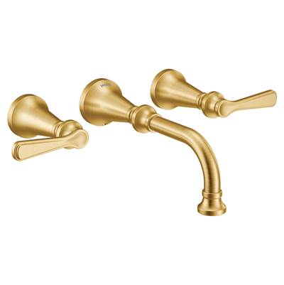 Colinet Traditional Lever Handle Wall Mount Bathroom Faucet Trim, Valve Required, in Brushed Gold