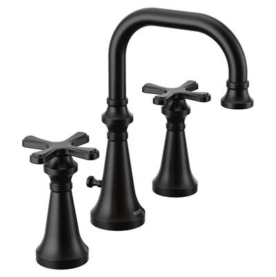 Colinet Traditional Two-Handle Widespread High-Arc Bathroom Faucet with Cross Handles, Valve Required, in Matte Black