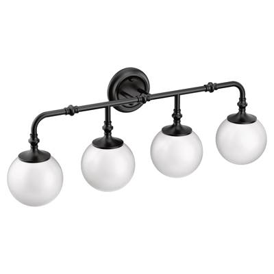 Moen Matte Black Four Globe Bath Light