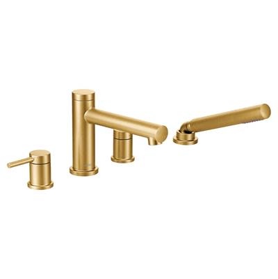Align 2-Handle Deck Mount Roman Tub Faucet Trim Kit with Hand shower in Brushed Gold (Valve Sold Separately)