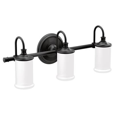 Moen Matte Black Three Globe Bath Light