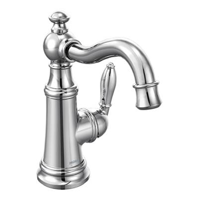 Moen Weymouth One-Handle Single Hole Traditional Bathroom Sink Faucet with Drain Assembly, Chrome