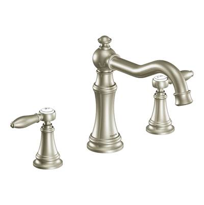 Moen Weymouth 2-Handle Diverter Deck-Mount High-Arc Roman Tub Faucet in Brushed Nickel (Valve Sold Separately)