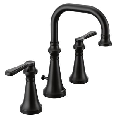 Colinet Traditional Two-Handle Widespread High-Arc Bathroom Faucet with Lever Handles, Valve Required, in Matte Black