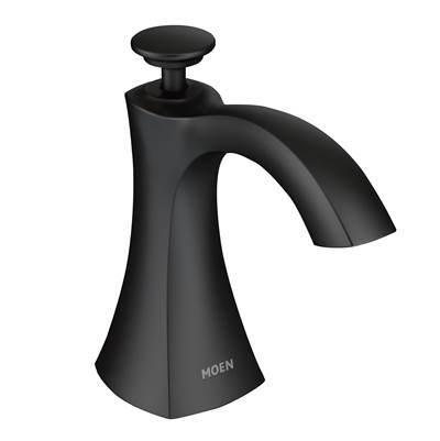 Moen Transitional Deck Mounted Kitchen Soap Dispenser with Above the Sink Refillable Bottle, Matte Black