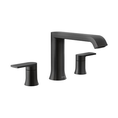Moen Genta LX 2-Handle Deck-Mount High Arc Roman Tub Faucet Trim Kit in Matte Black (Valve Sold Separately)