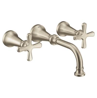 Colinet Traditional Cross Handle Wall Mount Bathroom Faucet Trim, Valve Required, in Brushed Nickel