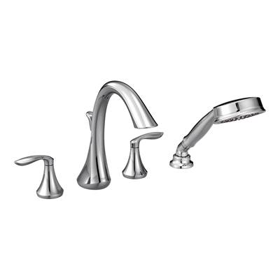 Eva 2-Handle Deck-Mount Roman Tub Faucet Trim Kit with Handshower in Chrome (Valve Sold Separately)