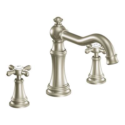 Moen Weymouth 2-Handle Deck-Mount High-Arc Roman Tub Faucet Trim Kit in Brushed Nickel (Valve Sold Separately)