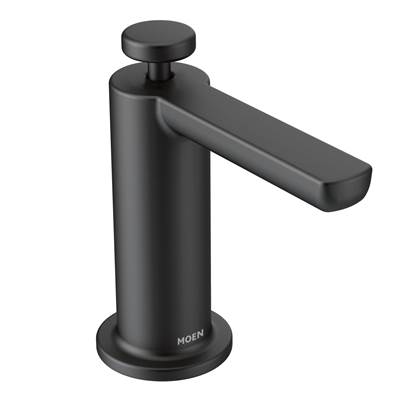 Moen Modern Deck Mounted Kitchen Soap Dispenser with Above the Sink Refillable Bottle, Matte Black