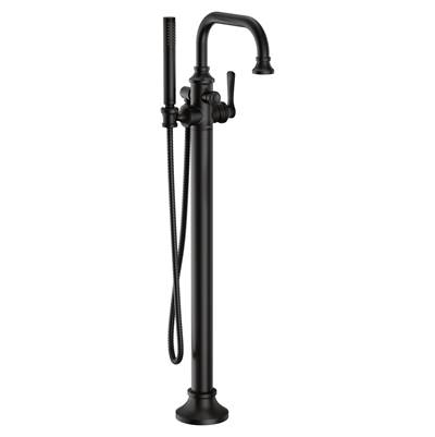 Colinet One-Handle Freestanding Floor Mount Tub Filler with Handshower in Matte Black