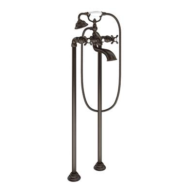 Moen Weymouth Two Handle Tub Filler with Cross-Handles and Handshower, Oil Rubbed Bronze