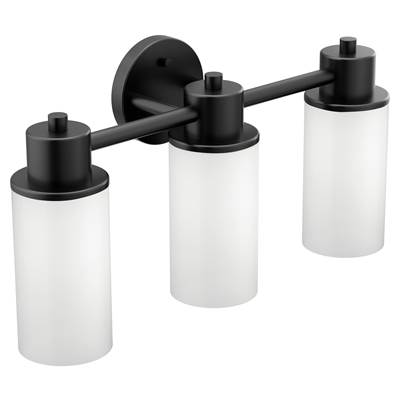 Moen Matte Black Three Globe Bath Light