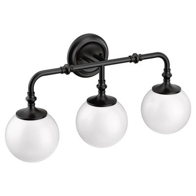 Moen Matte Black Three Globe Bath Light
