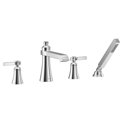 Flara 2-Handle Deck-Mount Roman Tub Faucet Trim Kit with Handshower and Lever Handles in Chrome (Valve Sold Separately)