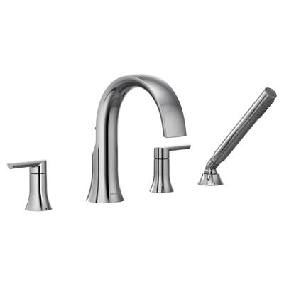 Doux 2-Handle Deck Mount Roman Tub Faucet Trim Kit with Hand shower in Chrome (Valve Sold Separately)