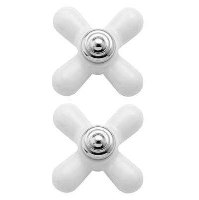 Moen Monticello Replacement Handle Knob Insert, Porcelain and Chrome (2-Pack) - Porcelain/Chrome
