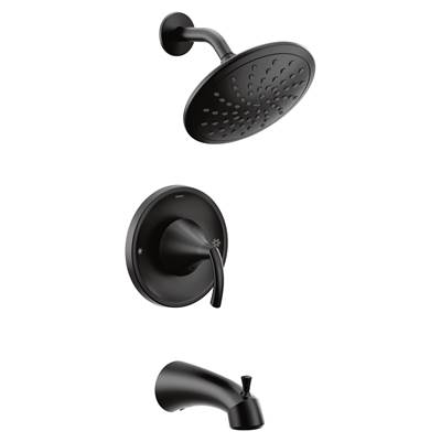 Glyde Posi-Temp Rain Shower Single-Handle Tub and Shower Faucet Trim Kit in Matte Black (Valve Sold Separately)