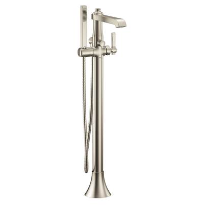 Flara One-Handle Freestanding Floor Mount Tub Filler with Handshower, Brushed Nickel