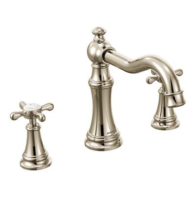 Moen Weymouth 2-Handle Deck-Mount High-Arc Roman Tub Faucet Trim Kit in Nickel (Valve Sold Separately) - Polished Nickel