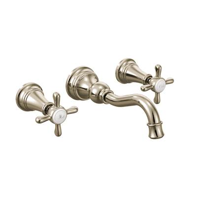 Moen Weymouth 2-Handle Wall Mount High-Arc Bathroom Faucet in Nickel (Valve Sold Separately) - Polished Nickel