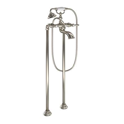 Moen Weymouth Two Handle Tub Filler with Lever-Handles and Handshower, Brushed Nickel