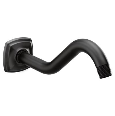 Curved Shower Arm with Wall Flange, Matte Black