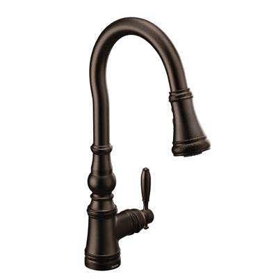 Moen Weymouth Shepherd''s Hook Pulldown Kitchen Faucet Featuring Metal Wand with Power Boost, Oil-Rubbed Bronze - Oil Rubbed Bronze