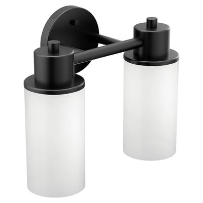 Moen Matte Black Two Globe Bath Light