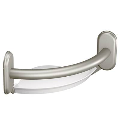 Brushed Nickel 9'' Grab Bar With Corner Shelf
