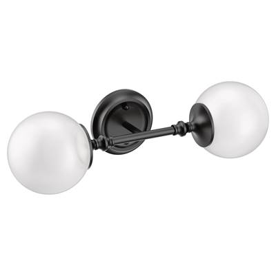 Moen Matte Black Two Globe Bath Light