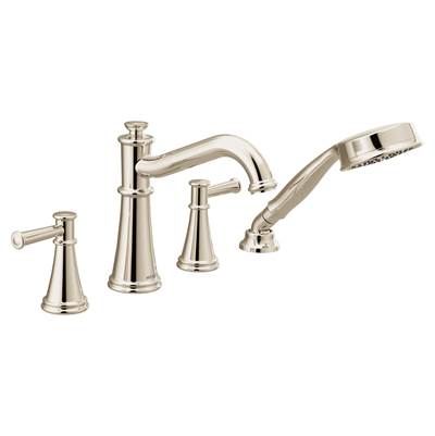 Belfield 2-Handle Deck-Mount Roman Tub Faucet with Handshower in Polished Nickel (Valve Sold Separately)