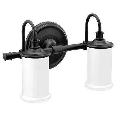 Moen Matte Black Two Globe Bath Light