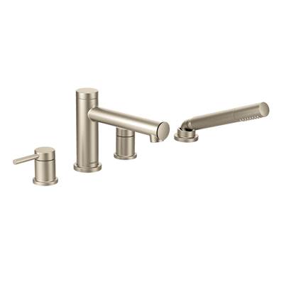 Align 2-Handle Deck Mount Roman Tub Faucet Trim Kit with Hand shower in Brushed Nickel (Valve Sold Separately)