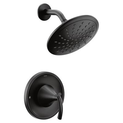 Glyde Posi-Temp Rain Shower 1-Handle Shower Only Faucet Trim Kit in Matte Black (Valve Sold Separately)