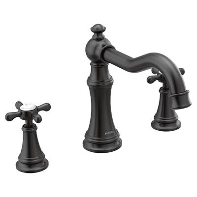 Moen Weymouth 2-Handle Deck-Mount Roman Tub Faucet Trim Kit in Matte Black (Valve Sold Separately)