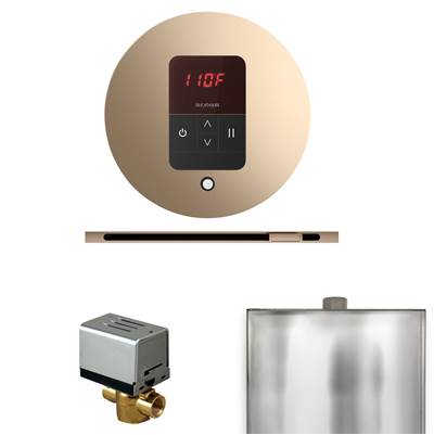 Mr. Steam Basic Butler Linear Package - Round iTempo Control and Linear Steamhead in Polished Gold