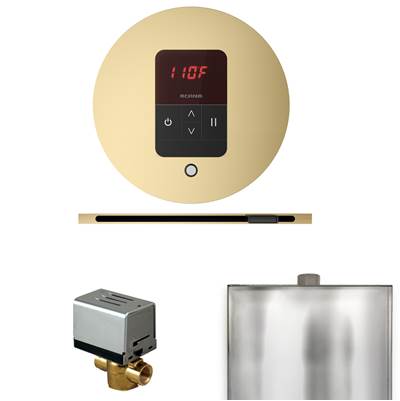 Mr. Steam Basic Butler Linear Package - Round iTempo Control and Linear Steamhead in Satin Brass