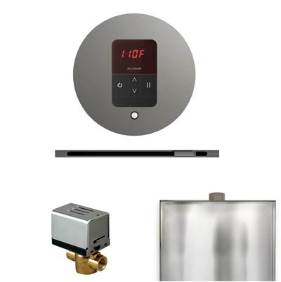 Mr. Steam Basic Butler Linear Package - Round iTempo Control and Linear Steamhead in Satin Steel