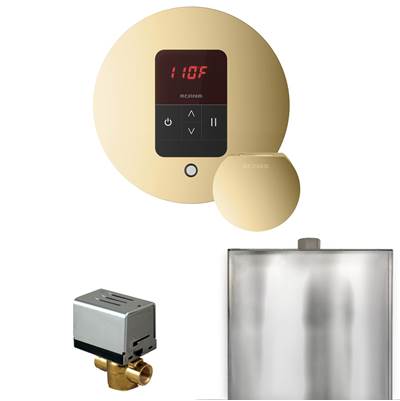Mr. Steam Basic Butler Package - Round iTempo Control and Steamhead in Polished Brass