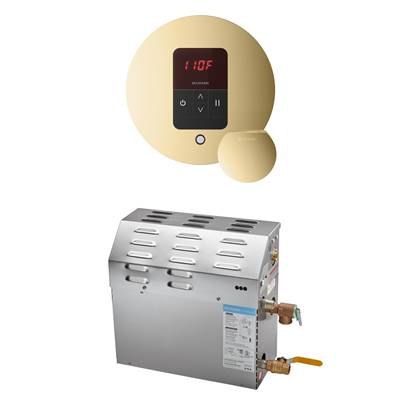 Mr. Steam MS 5 kW Steam Generator Package - Round iTempo Control in Polished Brass