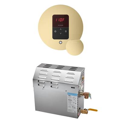 Mr. Steam MS 5 kW Steam Generator Package - Round iTempo Control in Satin Brass