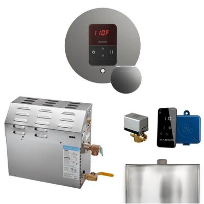 Mr. Steam MS Itempo Round With Accessories - 9 kW Steam Generator in Satin Steel