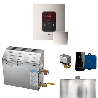 Mr. Steam MS Itempo Square With Accessories - 9 kW Steam Generator in Polished Nickel