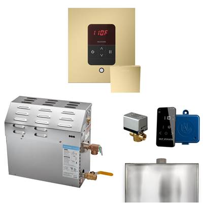 Mr. Steam MS Itempo Square With Accessories - 9 kW Steam Generator in Satin Brass