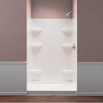 Mustee and Sons Durawall Shower Wall - Alcove - Up to 60" W x 40" D in White