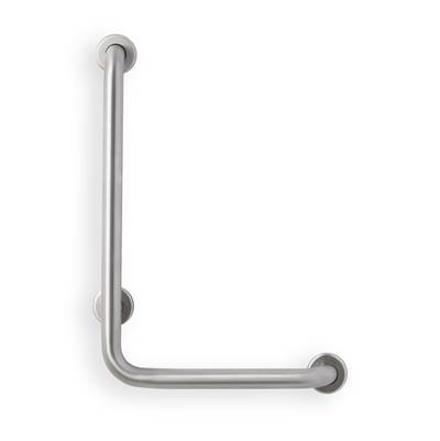 Mustee and Sons Caregiver 24" x 16" - 90° Angle - Left Hand Grab Bar in Satin Smooth