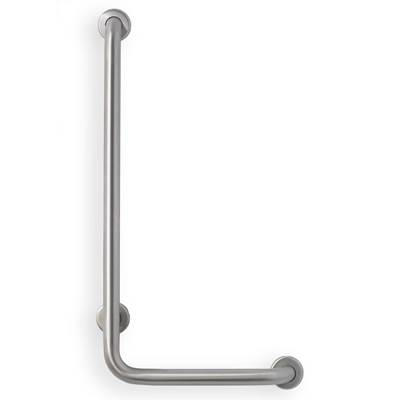 Mustee and Sons Caregiver 32" x 16" - 90° Angle - Left Hand Grab Bar in Satin Smooth