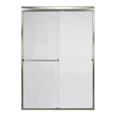 Mustee and Sons Stylemate Frameless Bypass Door - 48" - Clear Glass in Brushed Nickel