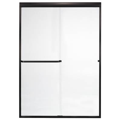 Mustee and Sons Stylemate Frameless Bypass Shower Door - 60" - Clear Glass in Black Bronze